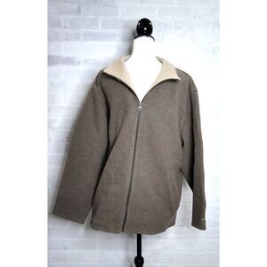 John Rich and Bros Woolrich Men's‎ L Brown Wool Jacket Full Zip Mock Neck